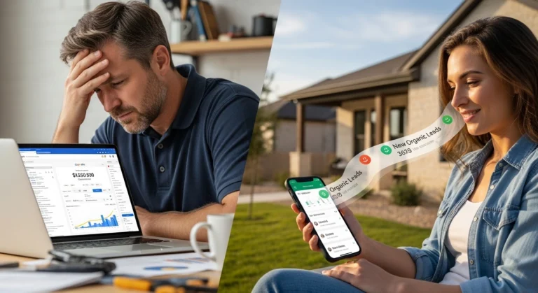 Texas roofing contractor comparing cost per lead between Google Ads and organic SEO strategy